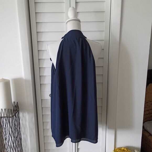 Versona navy‎ women's tie shoulder halter blouse XL - Picture 6 of 10